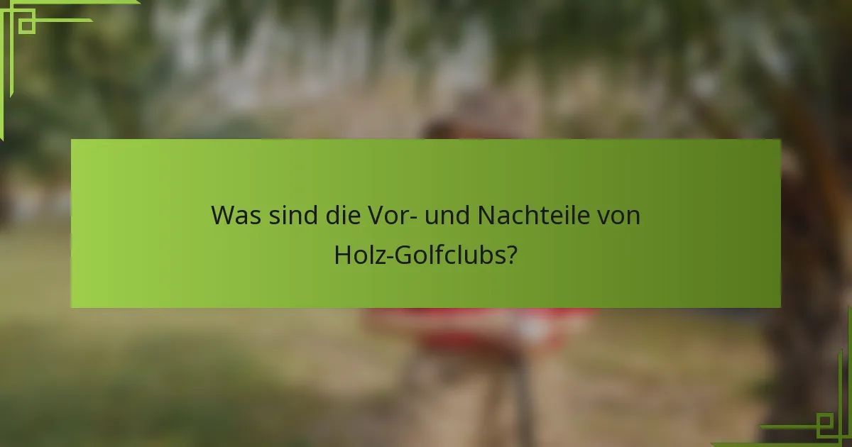 Was sind die Vor- und Nachteile von Holz-Golfclubs?