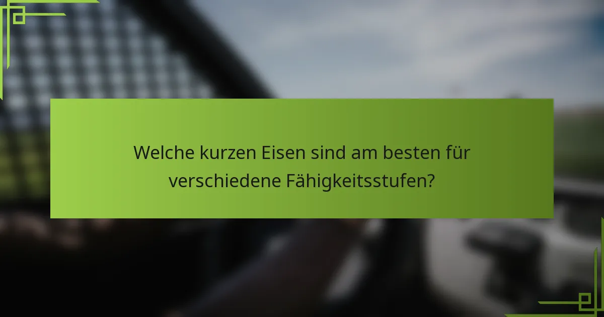 Welche kurzen Eisen sind am besten für verschiedene Fähigkeitsstufen?