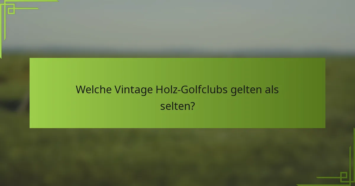 Welche Vintage Holz-Golfclubs gelten als selten?