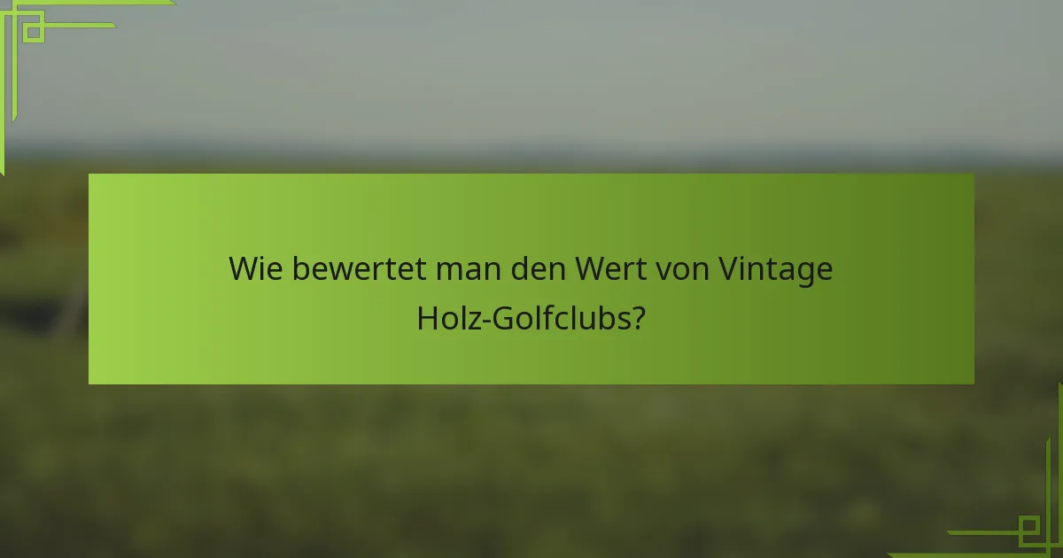 Wie bewertet man den Wert von Vintage Holz-Golfclubs?