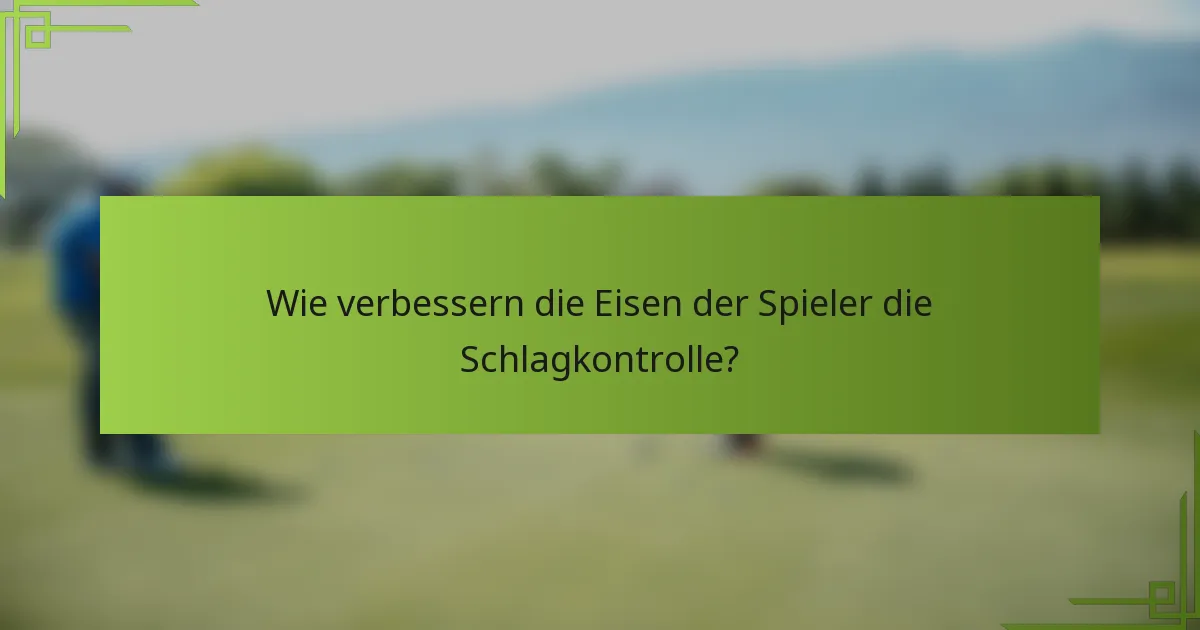 Wie verbessern die Eisen der Spieler die Schlagkontrolle?