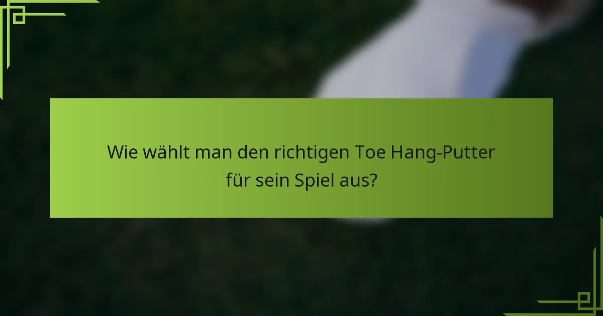 Wie wählt man den richtigen Toe Hang-Putter für sein Spiel aus?
