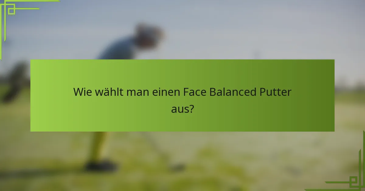 Wie wählt man einen Face Balanced Putter aus?
